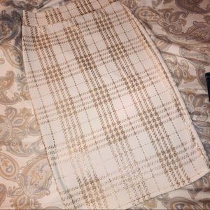 White and Gold Glitter Pencil Skirt